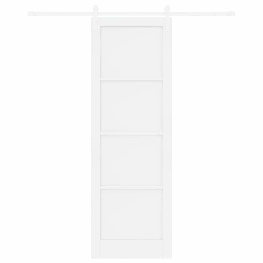 Schiebetür Weiß 78 x 232 cm Massives Kiefernholz und Stahl
