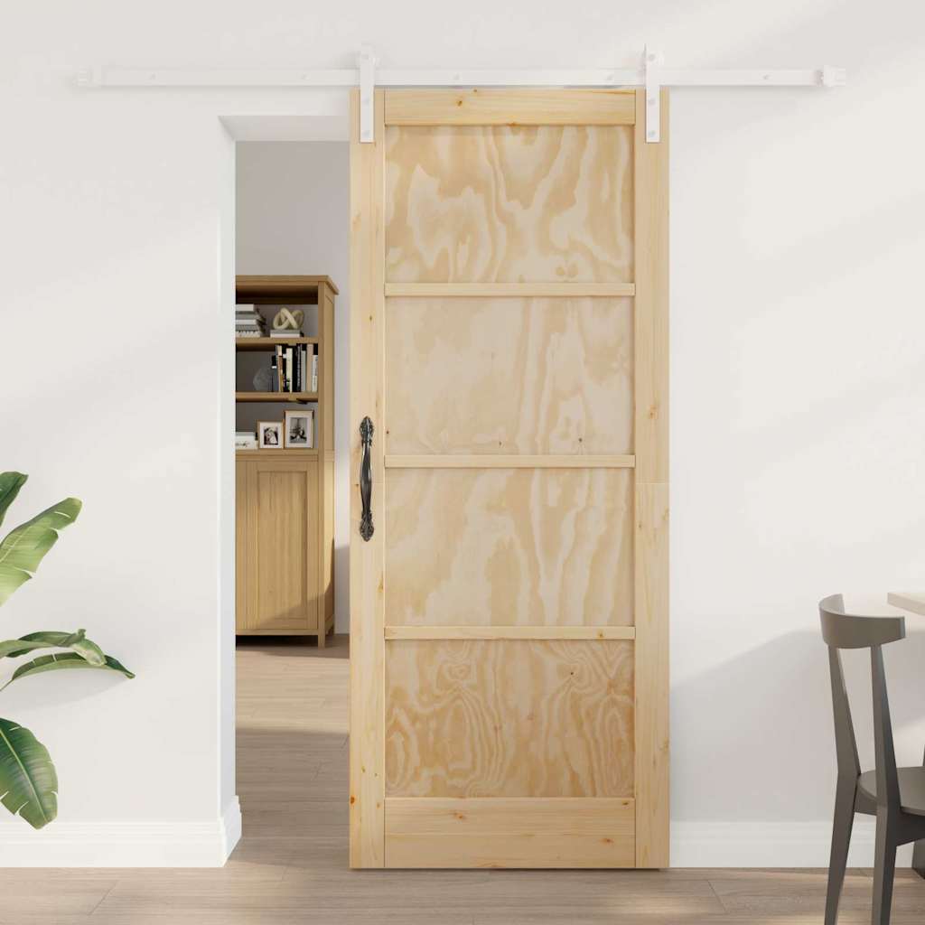 Schiebetür Manuell Natur und Weiß 83 x 202 cm
