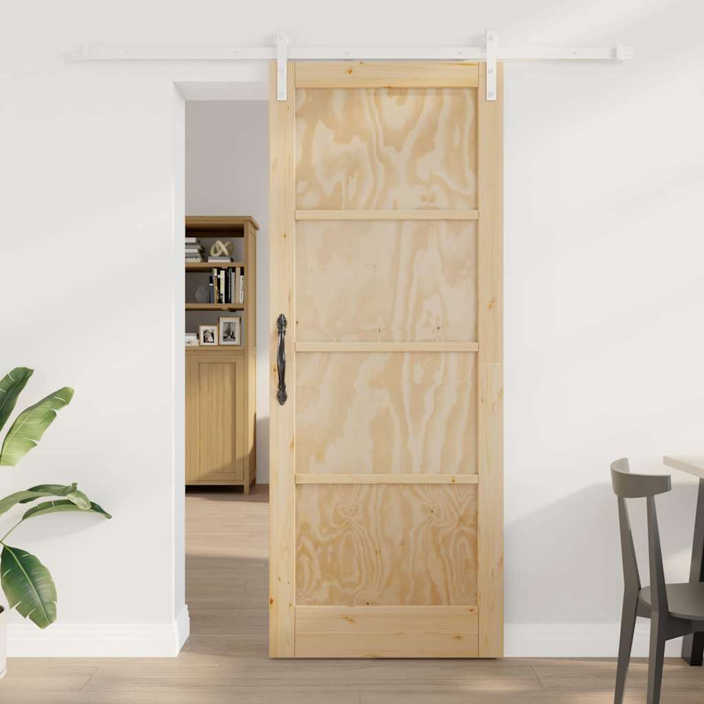 Schiebetür Manuell Natur und Weiß 83 x 211 cm