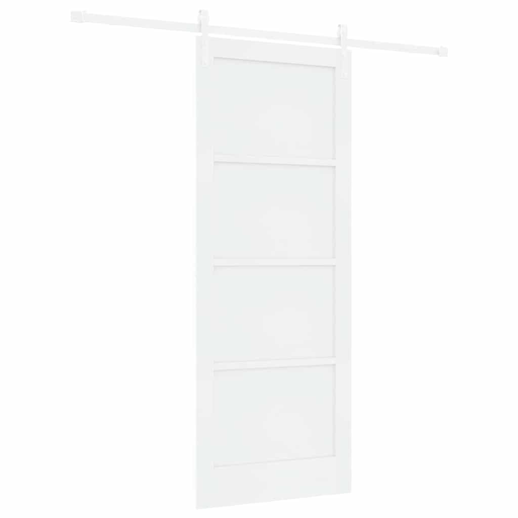Schiebetür Weiß 83 x 211 cm Massives Kiefernholz und Stahl