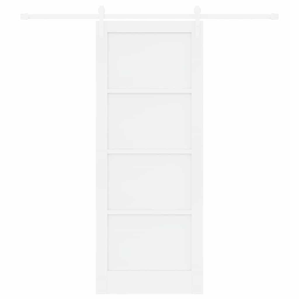 Schiebetür Weiß 83 x 211 cm Massives Kiefernholz und Stahl