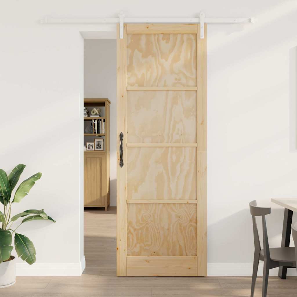 Schiebetür Manuell Natur und Weiß 83 x 232 cm