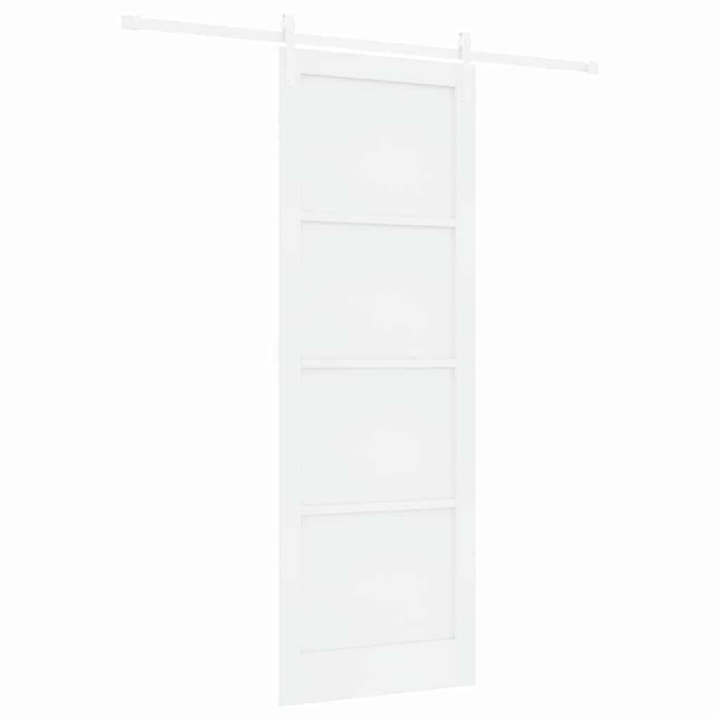 Schiebetür Weiß 83 x 232 cm Massives Kiefernholz und Stahl