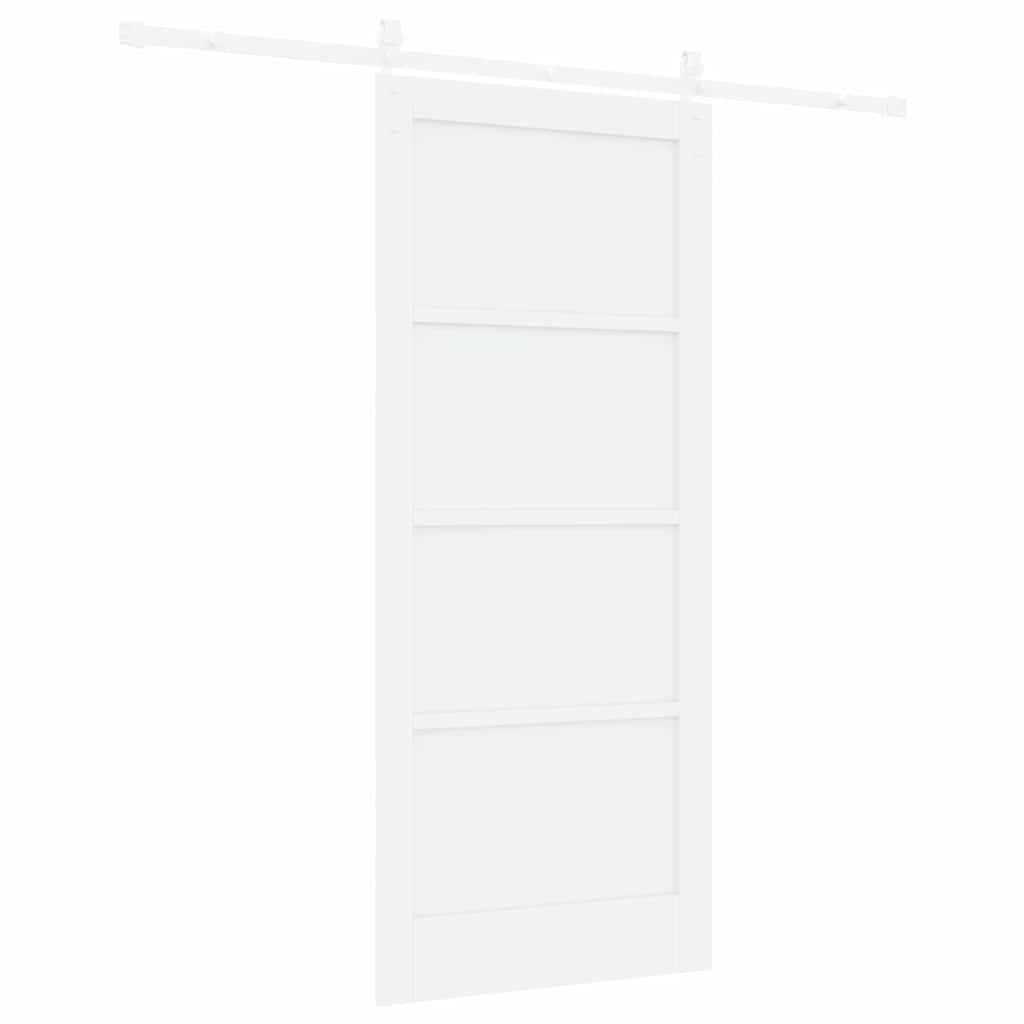Schiebetür Weiß 86 x 198.5 cm Massives Kiefernholz und Stahl