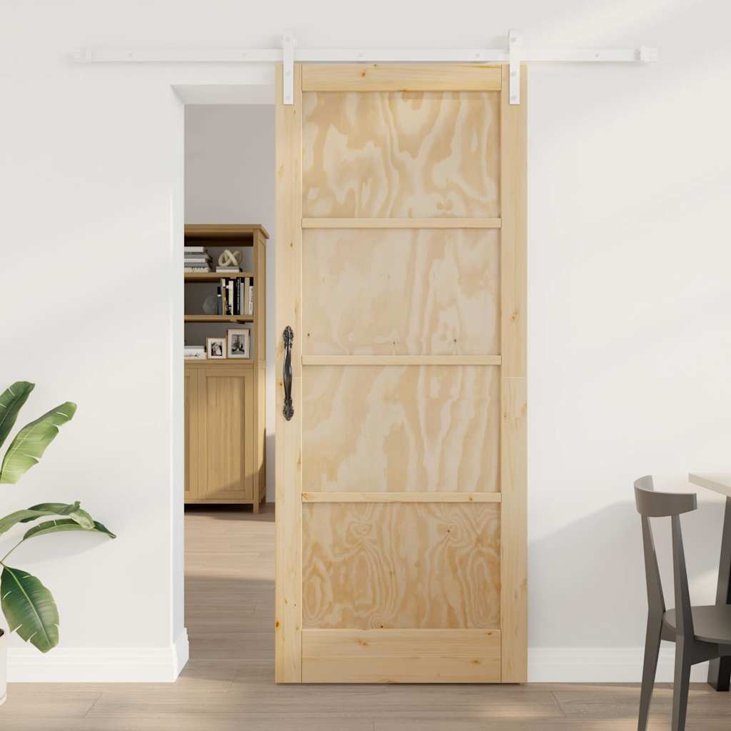 Schiebetür Manuell Natur und Weiß 86 x 211 cm