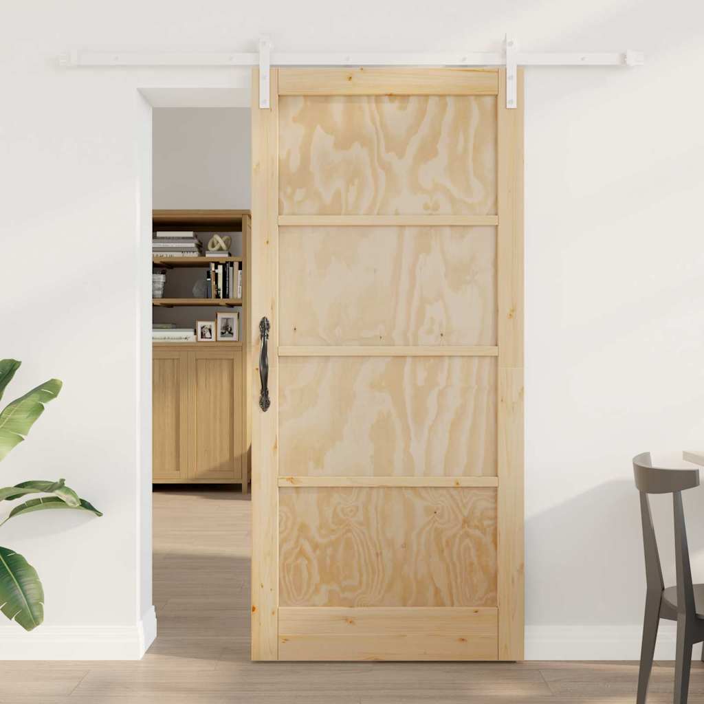 Schiebetür Manuell Natur und Weiß 93 x 202 cm