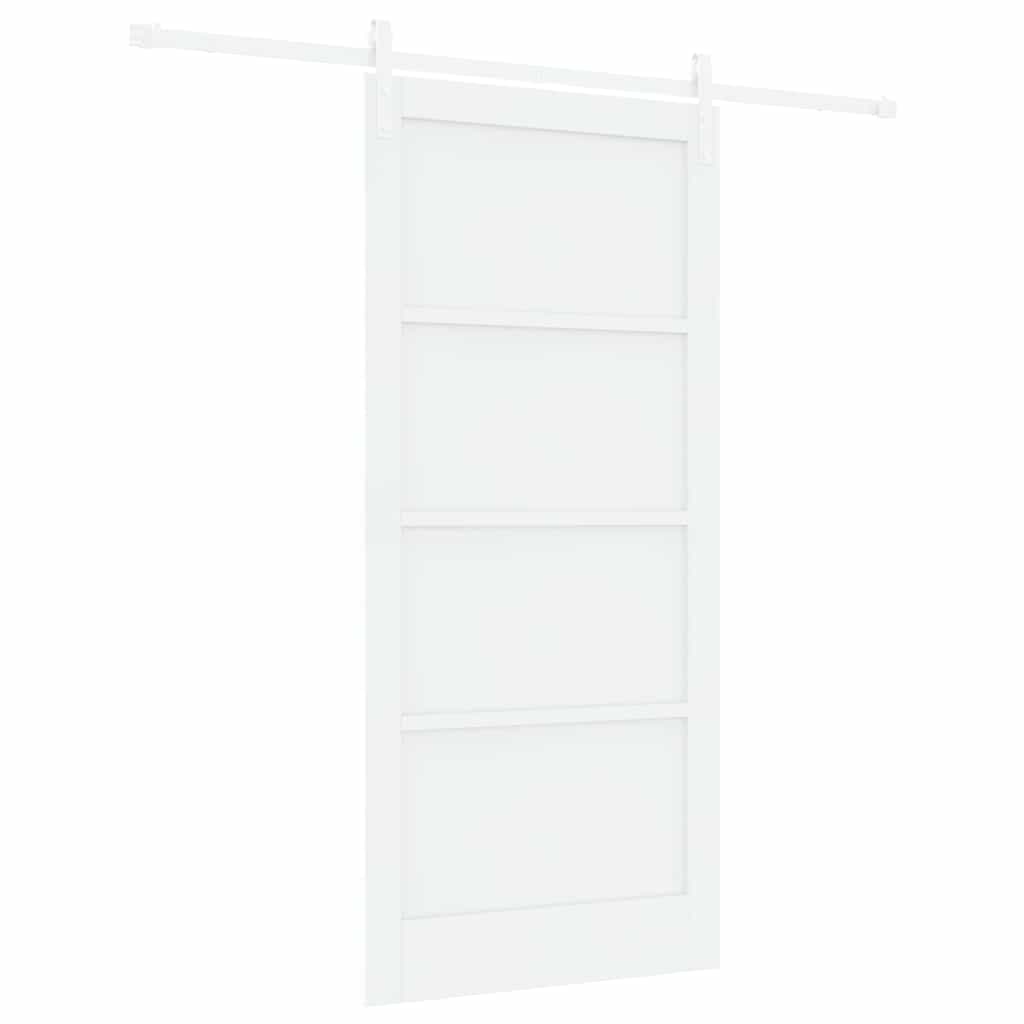 Schiebetür Weiß 93 x 202 cm Massives Kiefernholz und Stahl