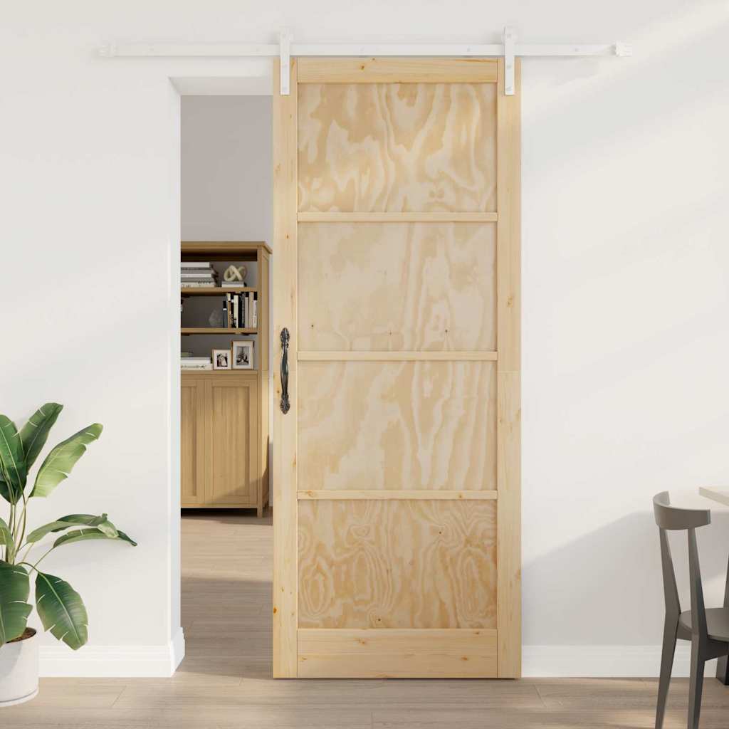 Schiebetür Manuell Natur und Weiß 93 x 232 cm