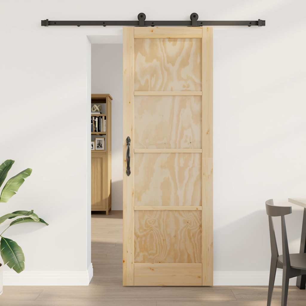 Schiebetür-Set Manuell Natur und Schwarz 73,5 x 211 cm