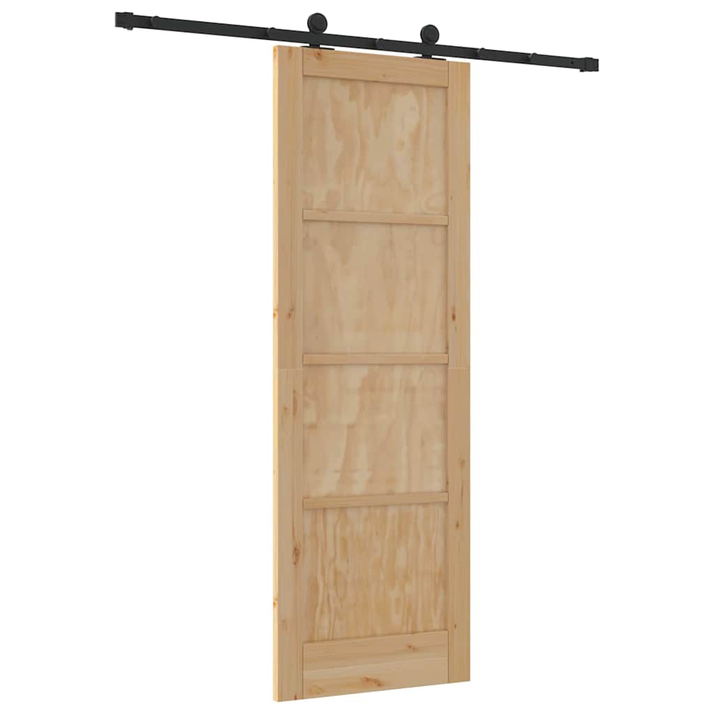 Schiebetür-Set Manuell Natur und Schwarz 73,5 x 211 cm