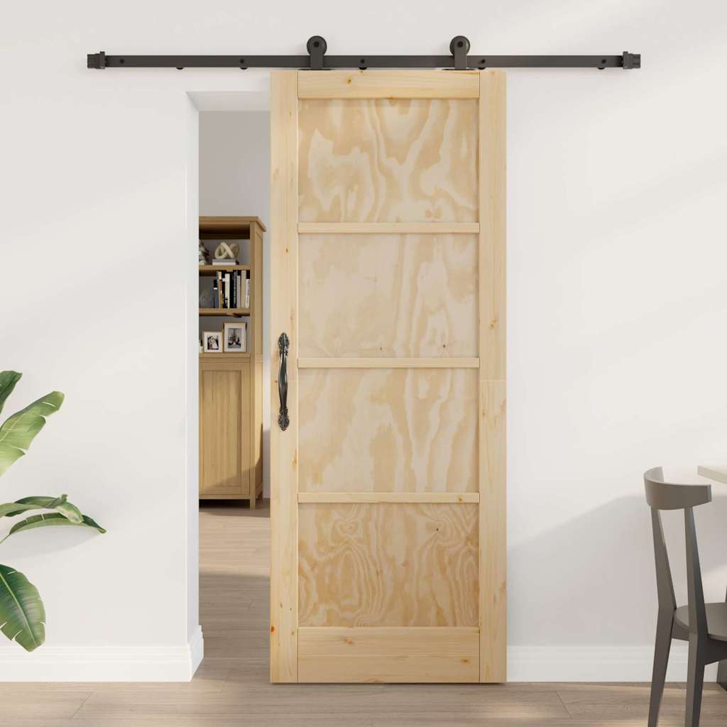 Schiebetür-Set Manuell Natur und Schwarz 78 x 202 cm