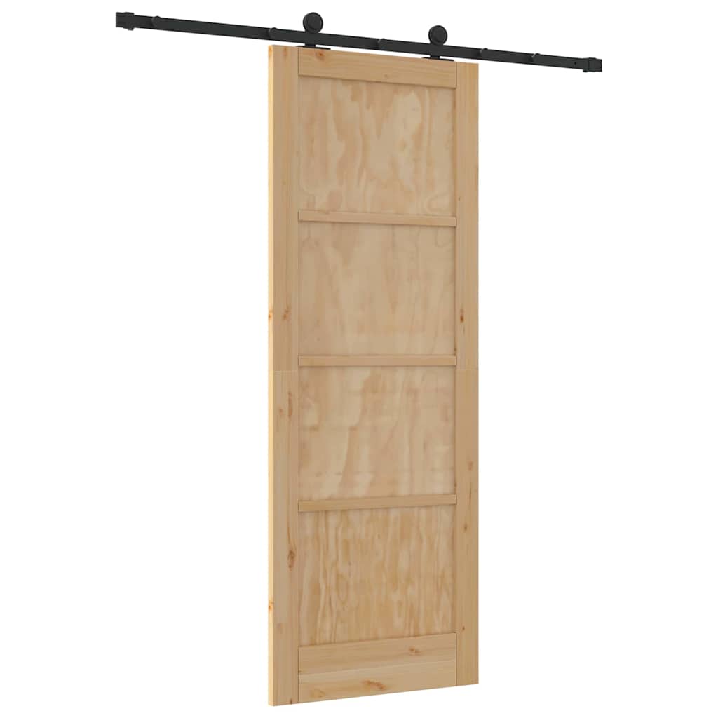 Schiebetür-Set Manuell Natur und Schwarz 78 x 211 cm