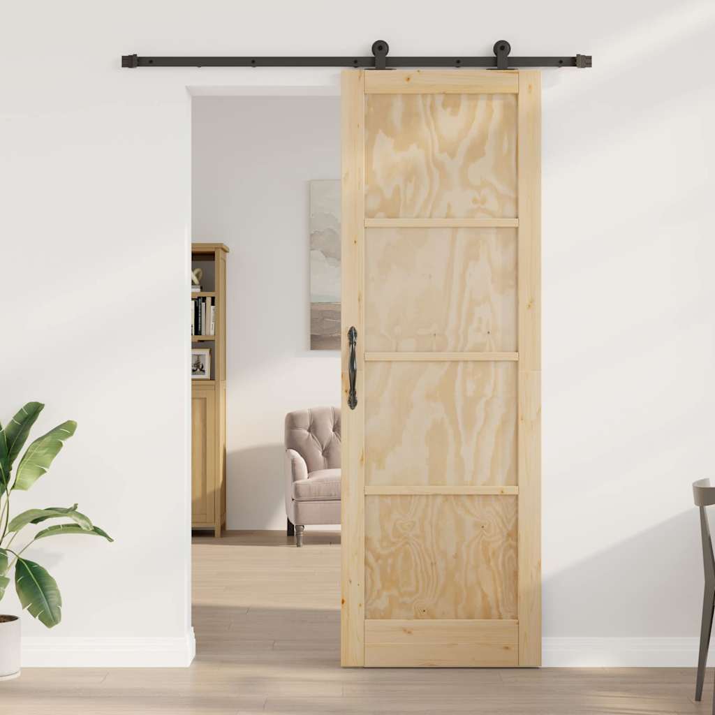 Schiebetür-Set Manuell Natur und Schwarz 78 x 232 cm