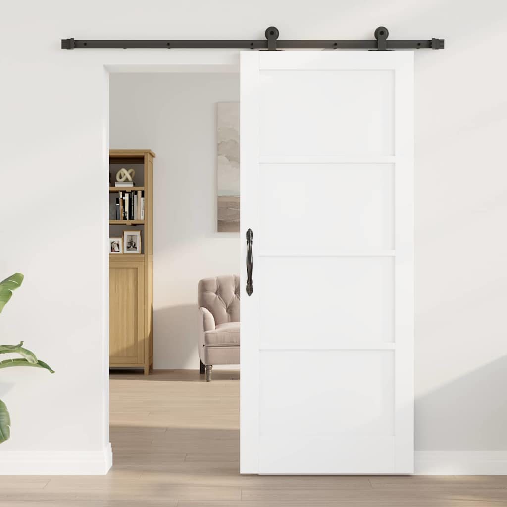 Schiebetür-Set Manuell Weiß und Schwarz 83 x 202 cm