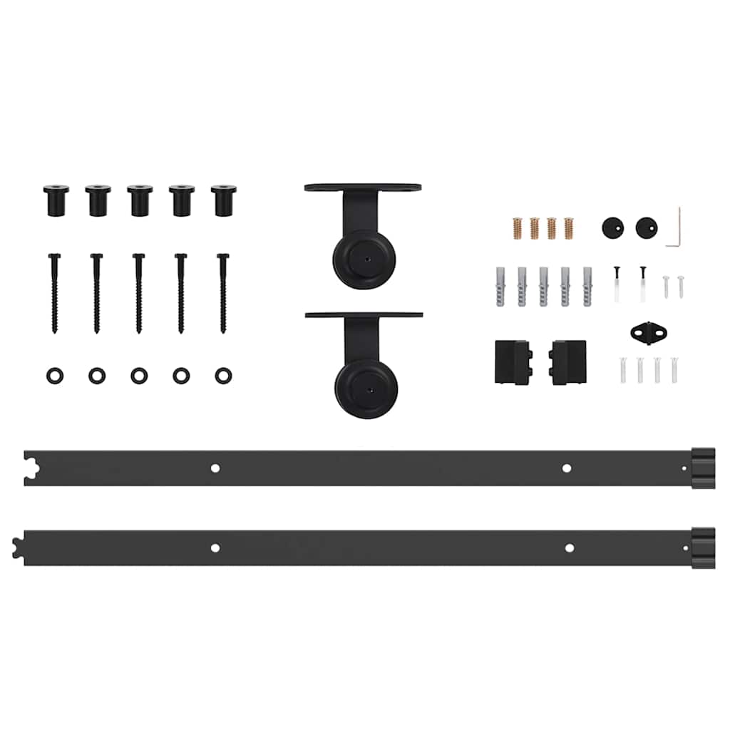 Schiebetür-Set Manuell Weiß und Schwarz 83 x 211 cm
