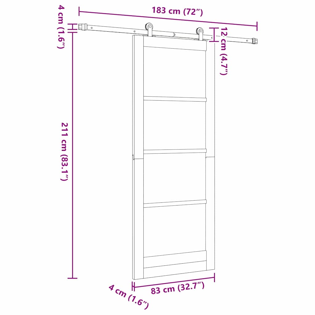 Schiebetür-Set Manuell Weiß und Schwarz 83 x 211 cm