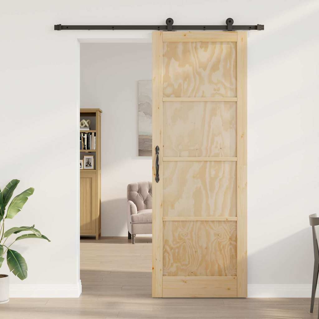 Schiebetür-Set Manuell Natur und Schwarz 83 x 232 cm