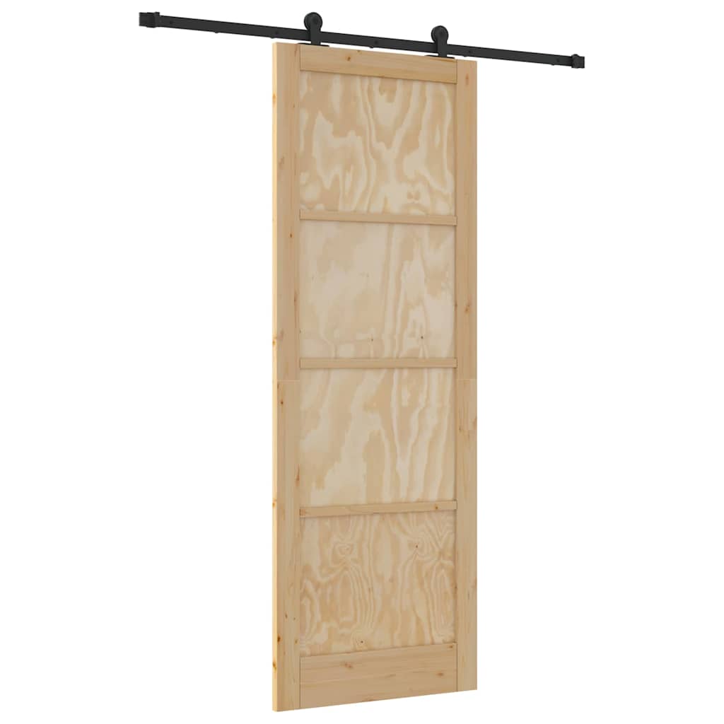 Schiebetür-Set Manuell Natur und Schwarz 83 x 232 cm