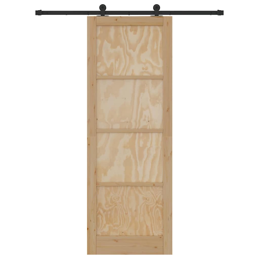 Schiebetür-Set Manuell Natur und Schwarz 83 x 232 cm
