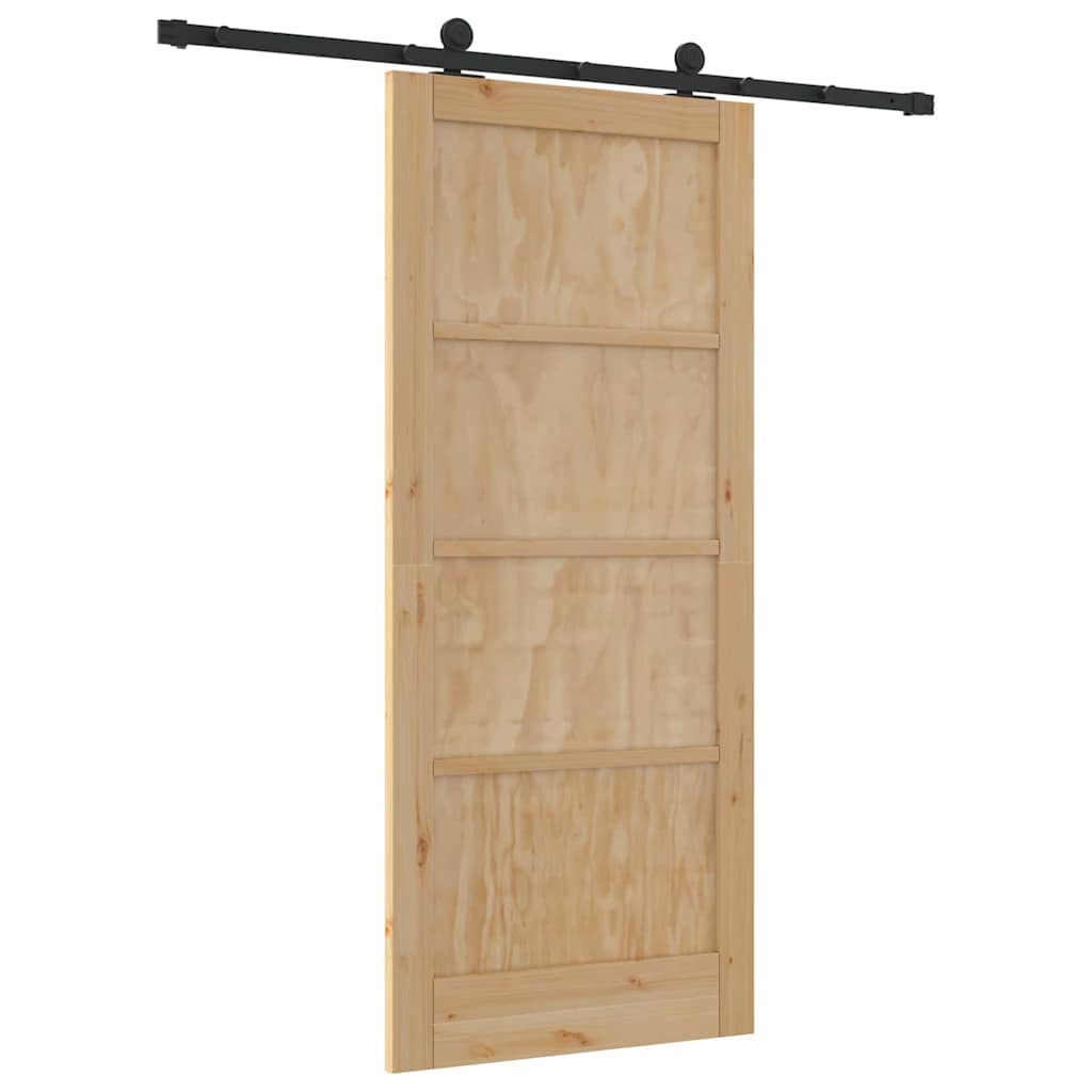 Schiebetür-Set Manuell Natur und Schwarz 86 x 198.5 cm