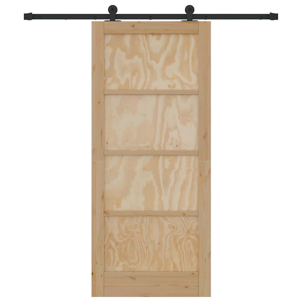 Schiebetür-Set Manuell Natur und Schwarz 86 x 198.5 cm