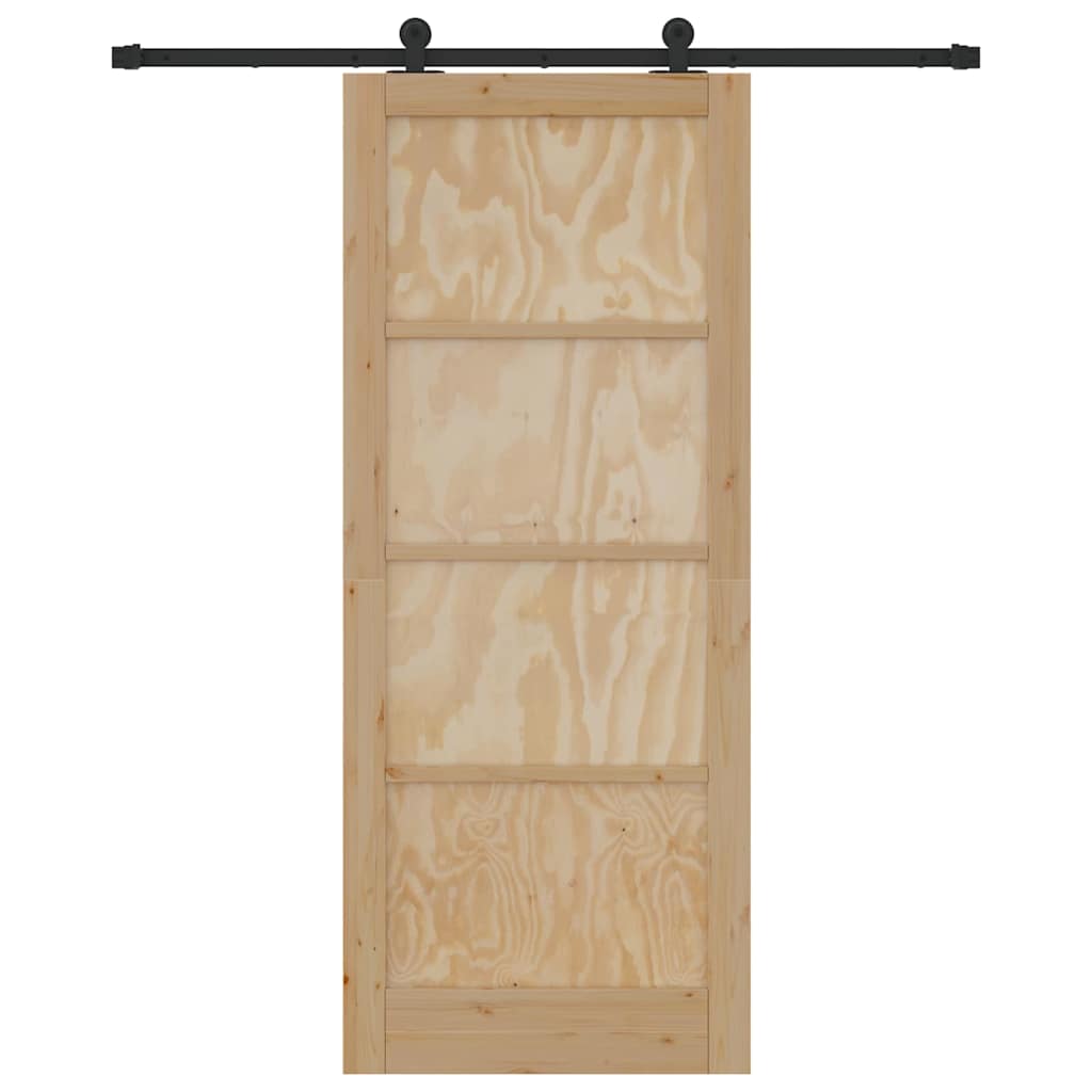 Schiebetür-Set Manuell Natur und Schwarz 86 x 211 cm
