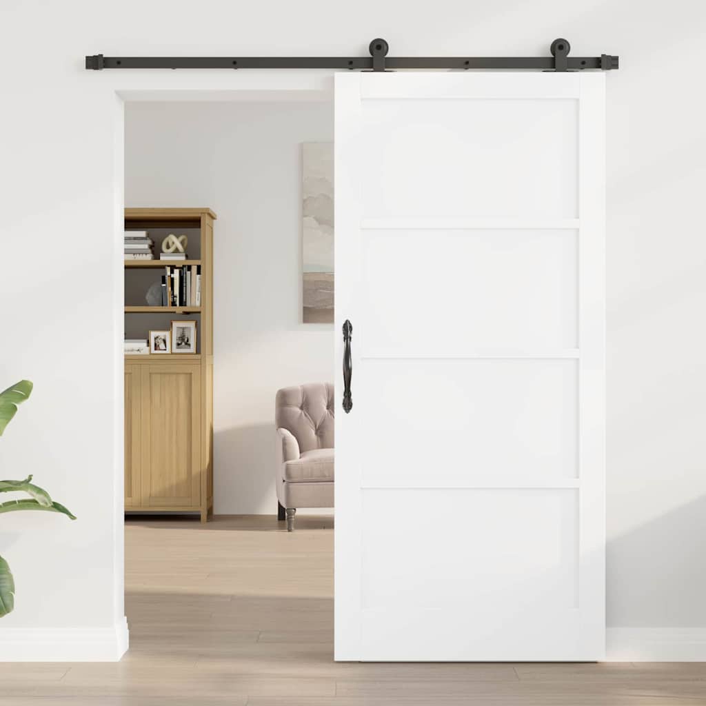 Schiebetür-Set Manuell Weiß und Schwarz 93 x 202 cm
