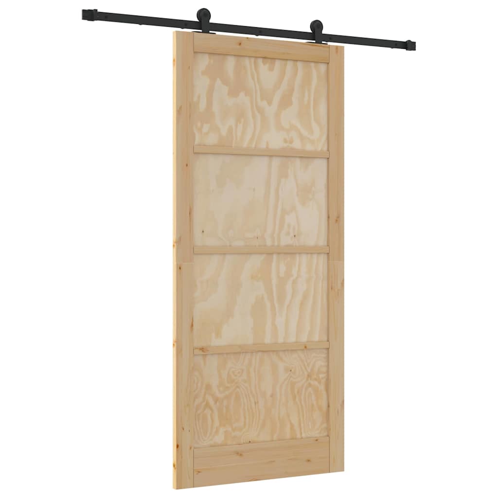 Schiebetür-Set Manuell Natur und Schwarz 93 x 211 cm