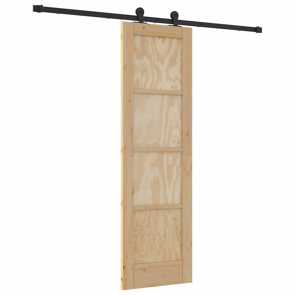 Schiebetür-Set Manuell Natur und Schwarz 61 x 198.5 cm
