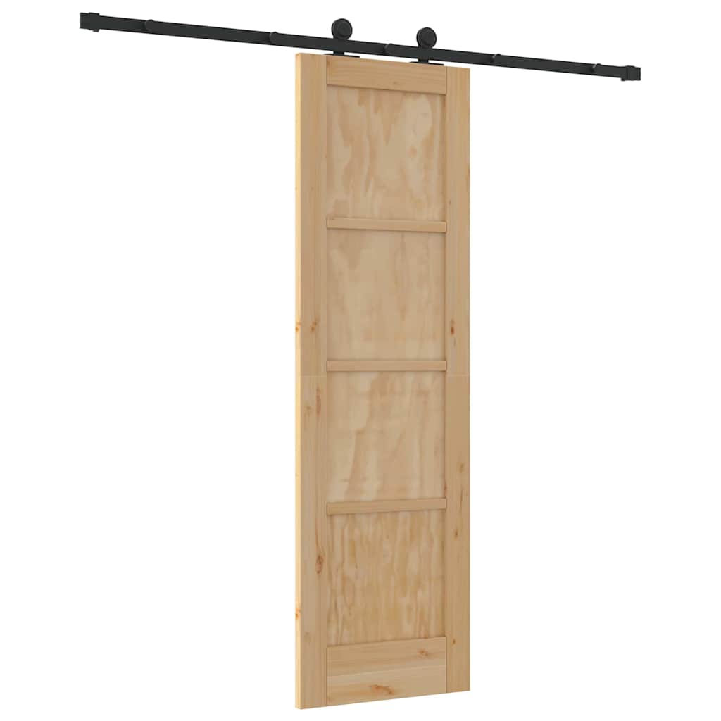 Schiebetür-Set Manuell Natur und Schwarz 61 x 198.5 cm
