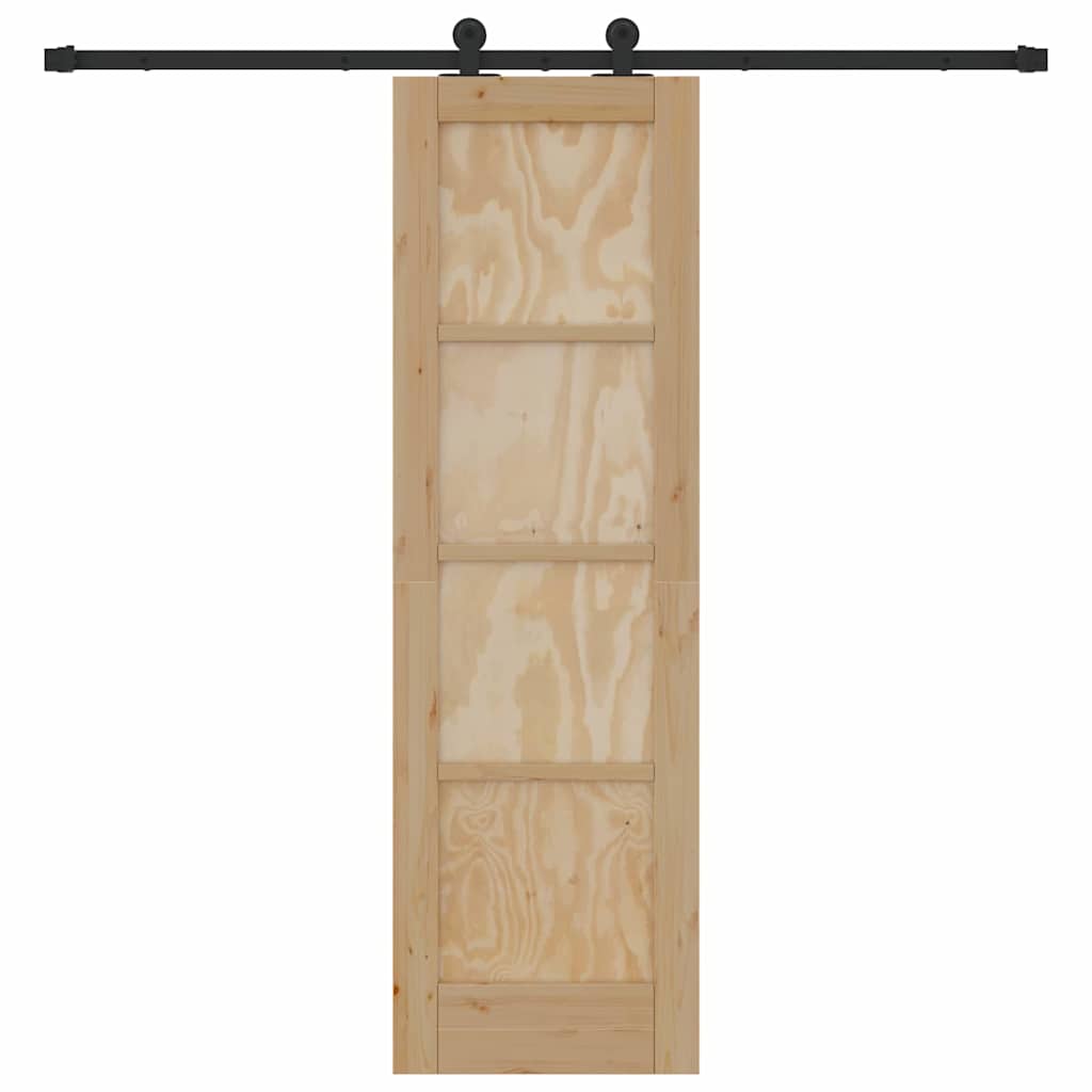 Schiebetür-Set Manuell Natur und Schwarz 61 x 198.5 cm