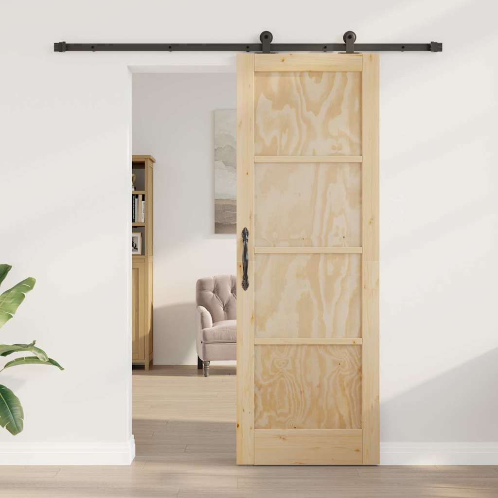 Schiebetür-Set Manuell Natur und Schwarz 73,5 x 211 cm