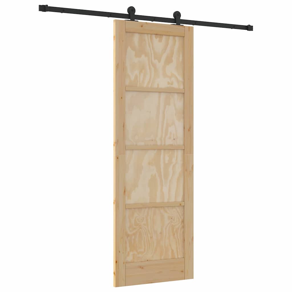 Schiebetür-Set Manuell Natur und Schwarz 73,5 x 211 cm