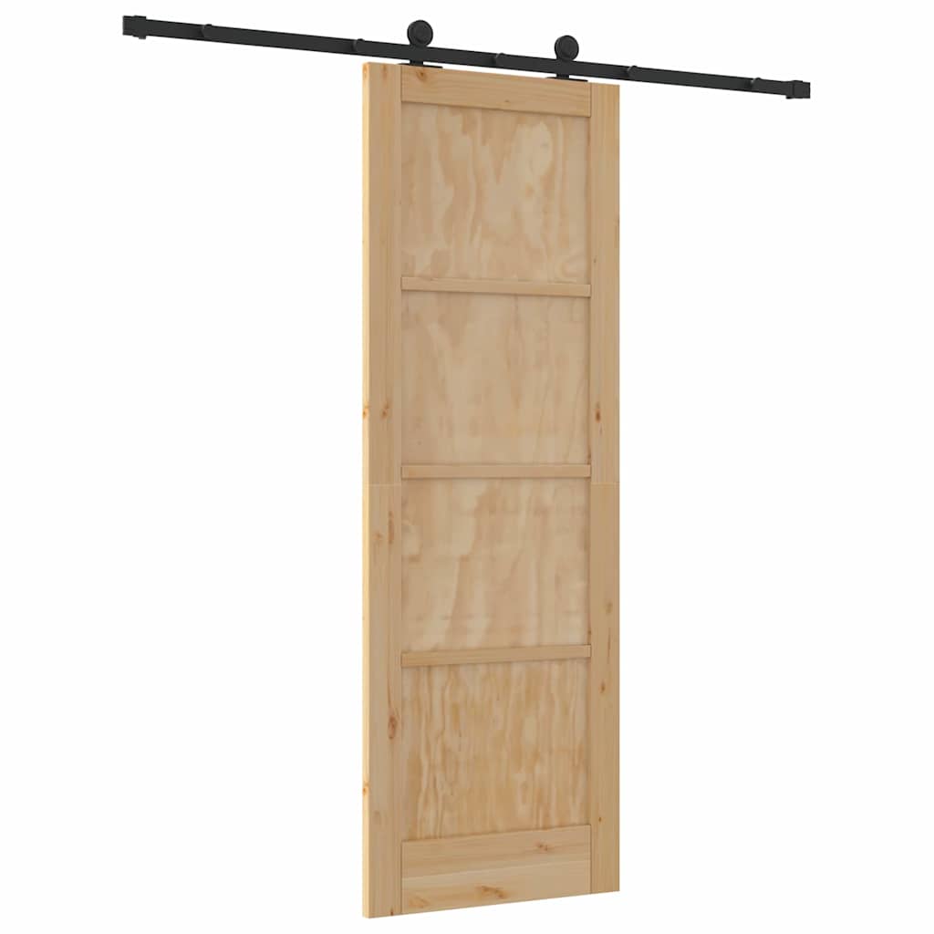 Schiebetür-Set Manuell Natur und Schwarz 73,5 x 211 cm