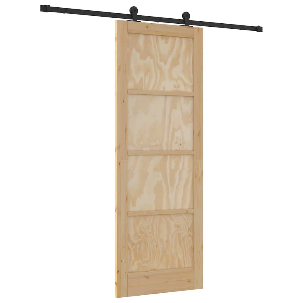 Schiebetür-Set Manuell Natur und Schwarz 78 x 211 cm