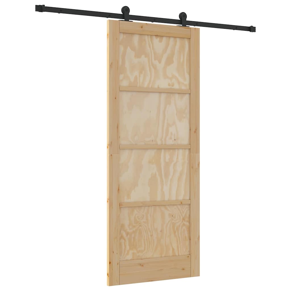 Schiebetür-Set Manuell Natur und Schwarz 83 x 202 cm