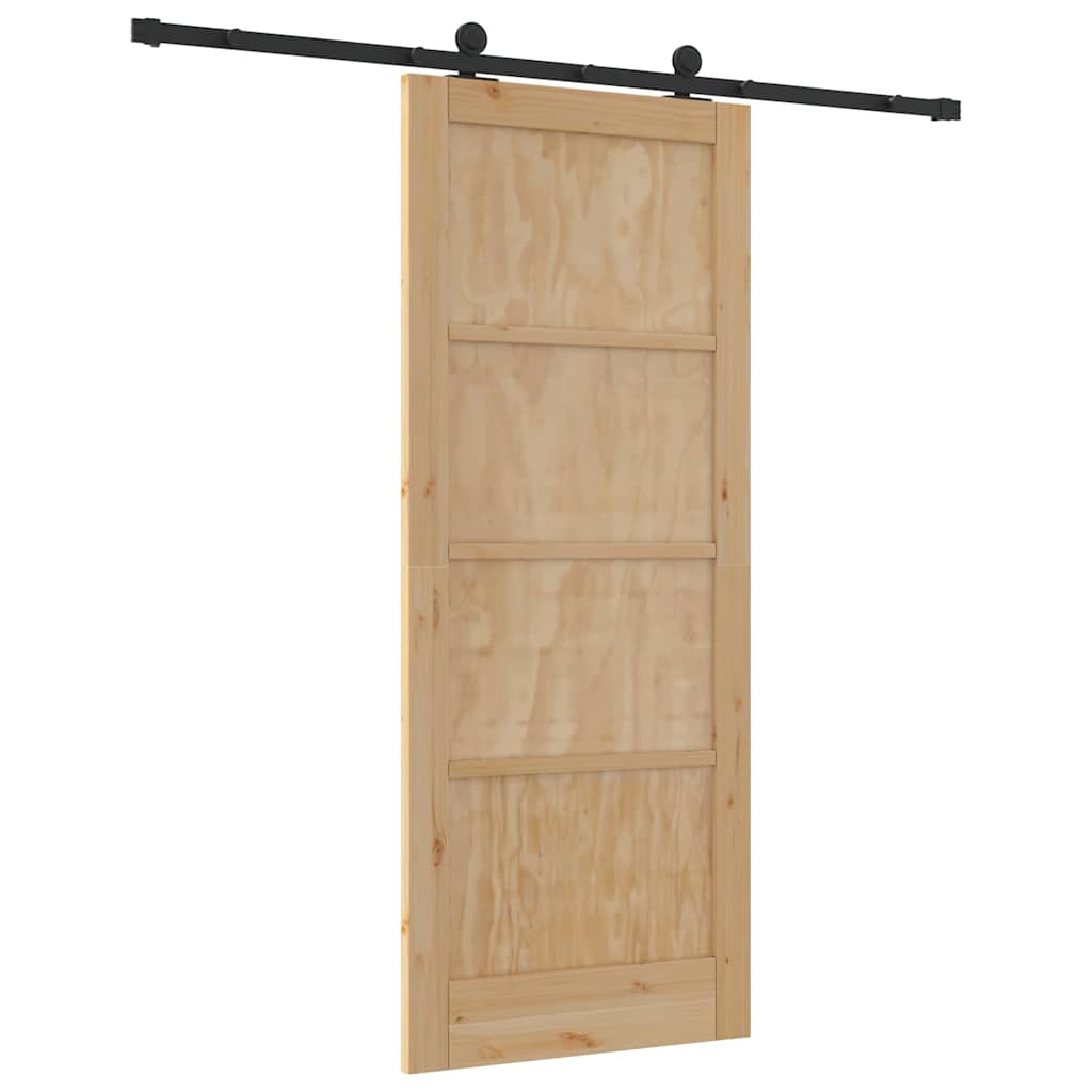 Schiebetür-Set Manuell Natur und Schwarz 83 x 202 cm