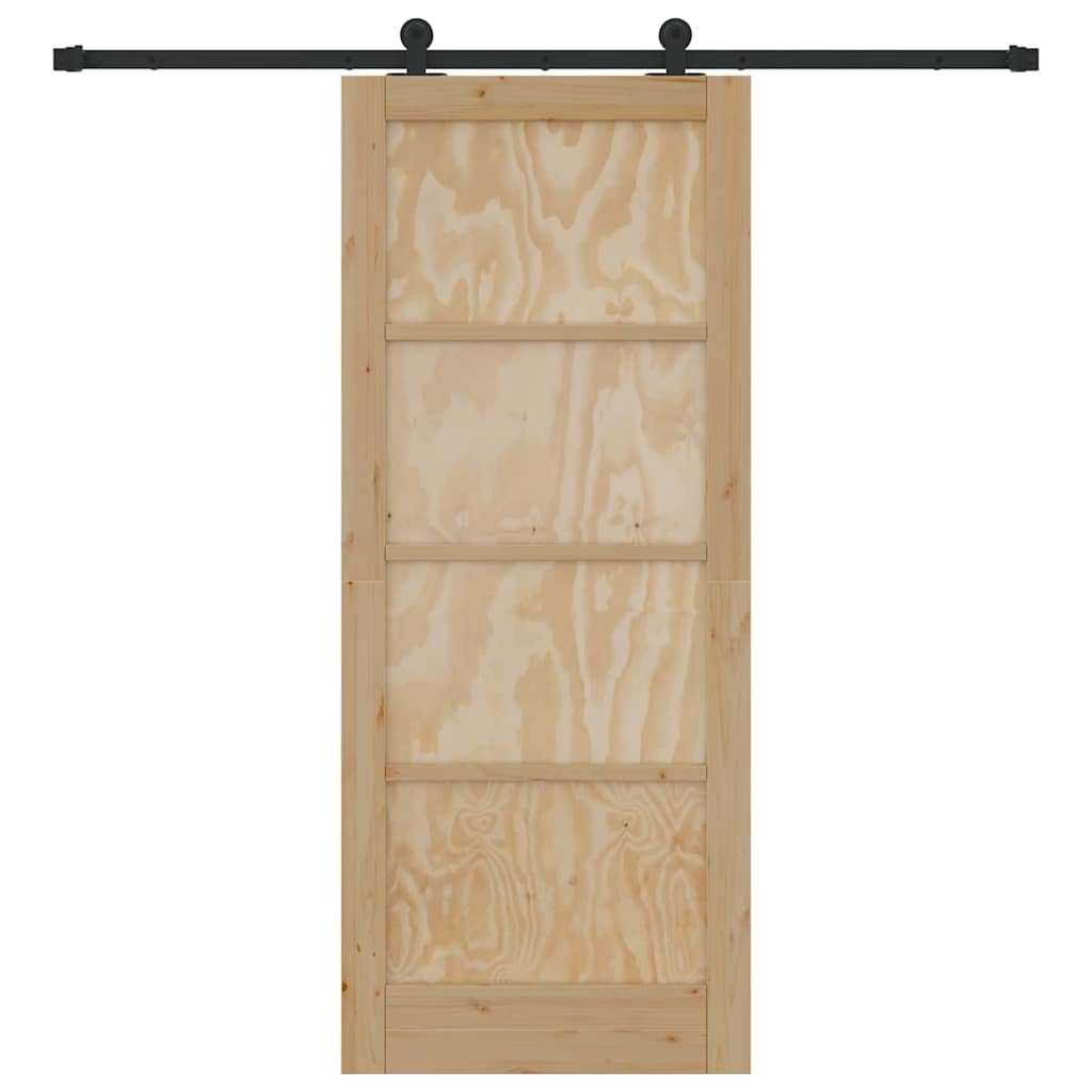 Schiebetür-Set Manuell Natur und Schwarz 83 x 202 cm