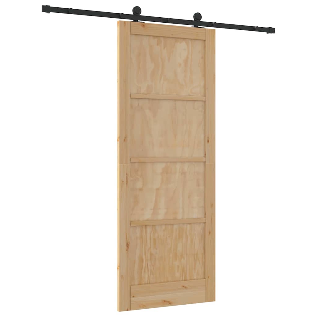 Schiebetür-Set Manuell Natur und Schwarz 83 x 211 cm