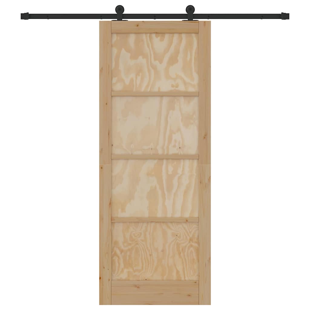 Schiebetür-Set Manuell Natur und Schwarz 83 x 211 cm