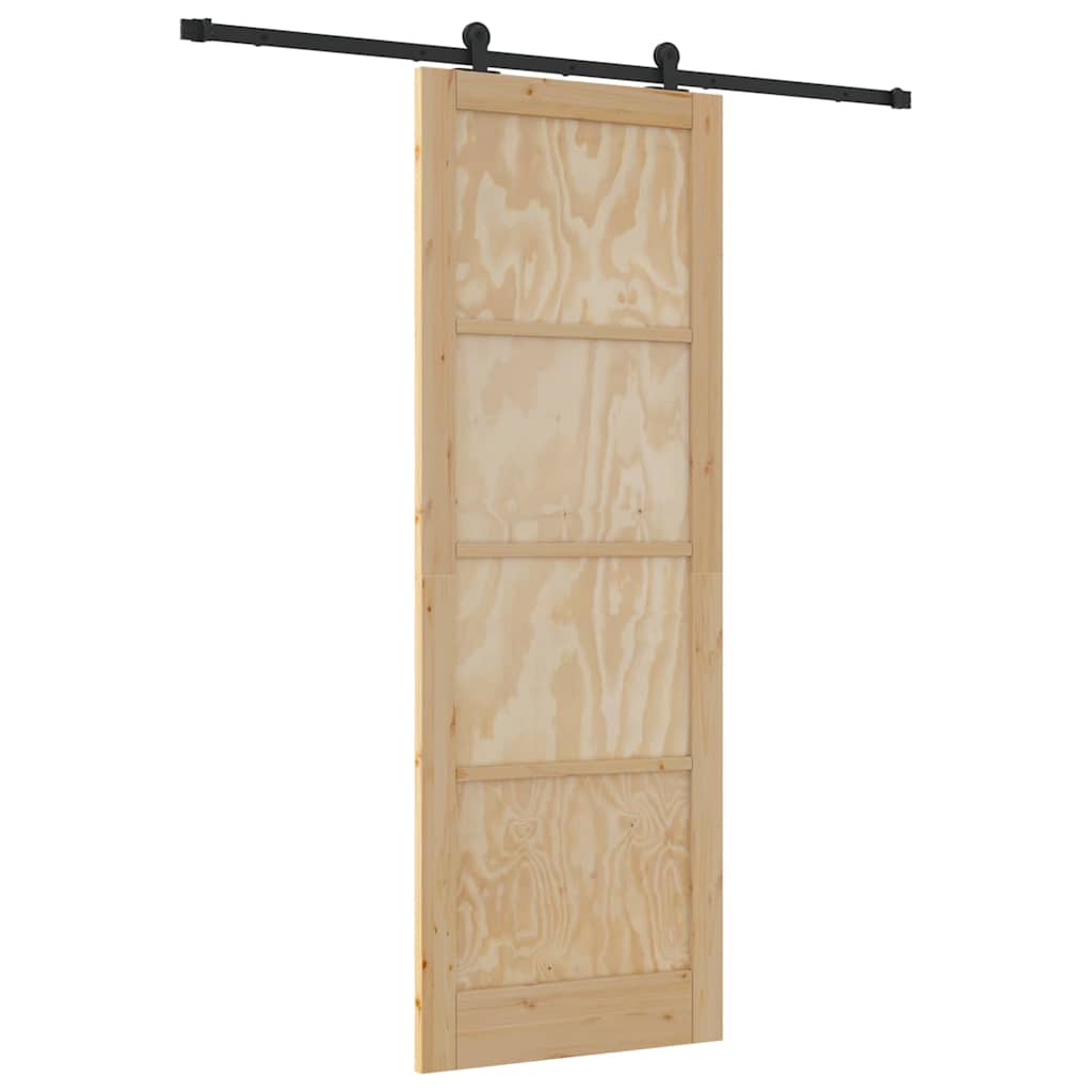 Schiebetür-Set Manuell Natur und Schwarz 83 x 232 cm