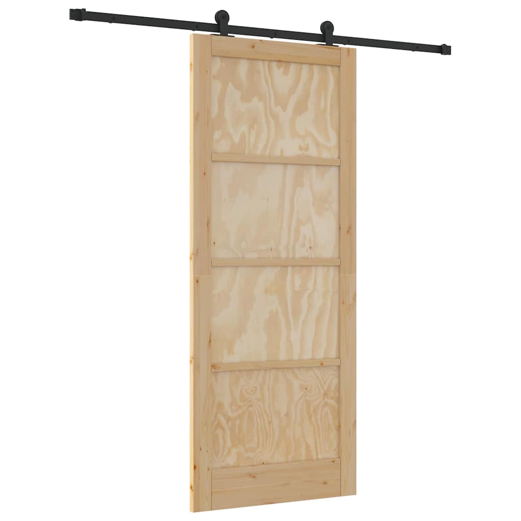Schiebetür-Set Manuell Natur und Schwarz 86 x 211 cm