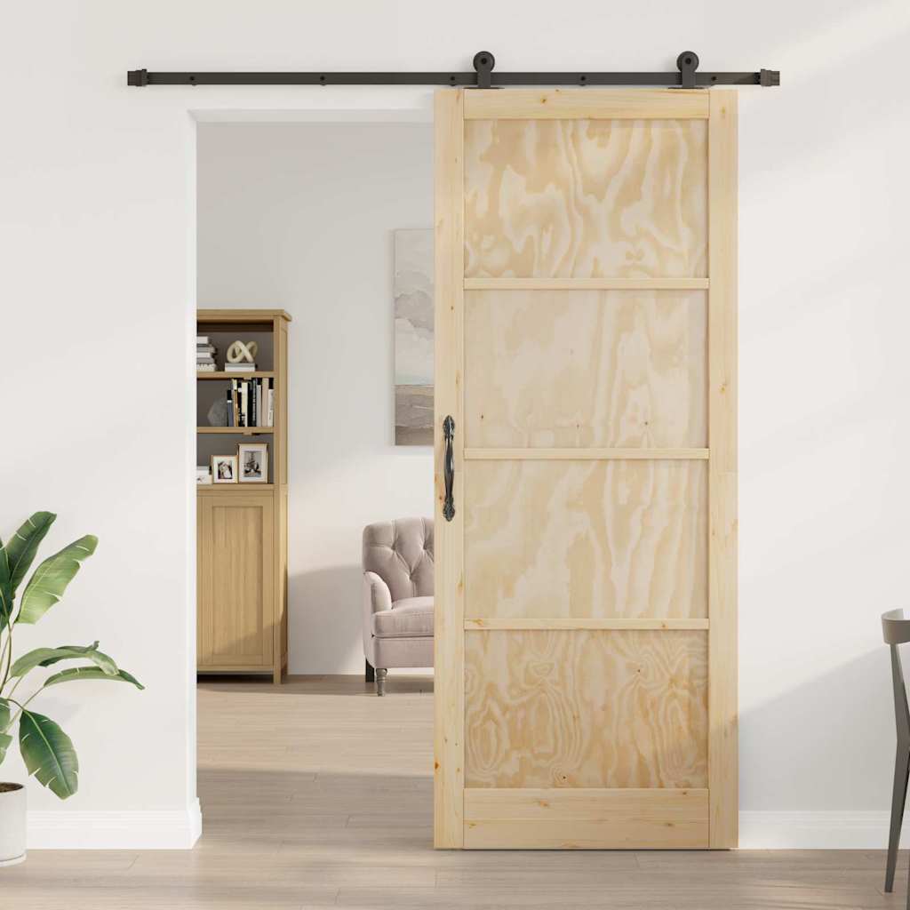 Schiebetür-Set Manuell Natur und Schwarz 93 x 232 cm