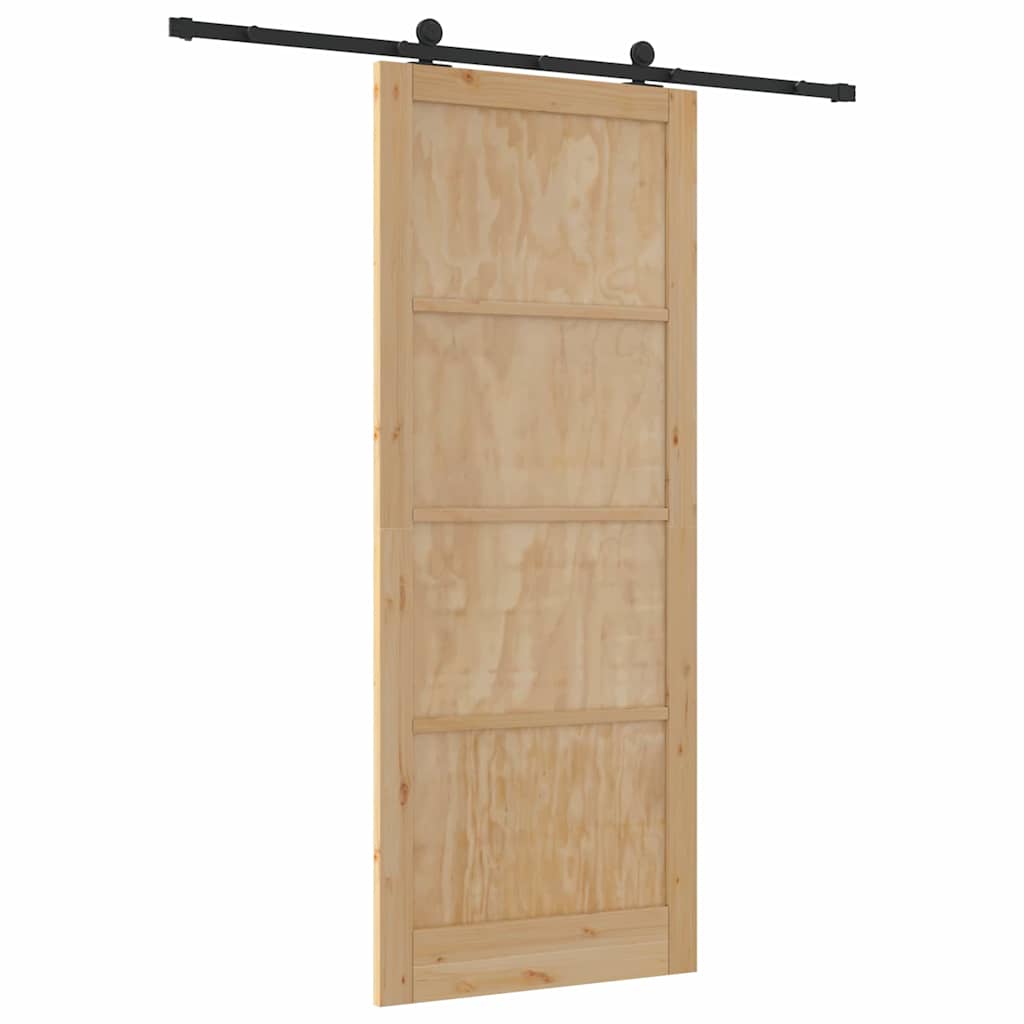 Schiebetür-Set Manuell Natur und Schwarz 93 x 232 cm