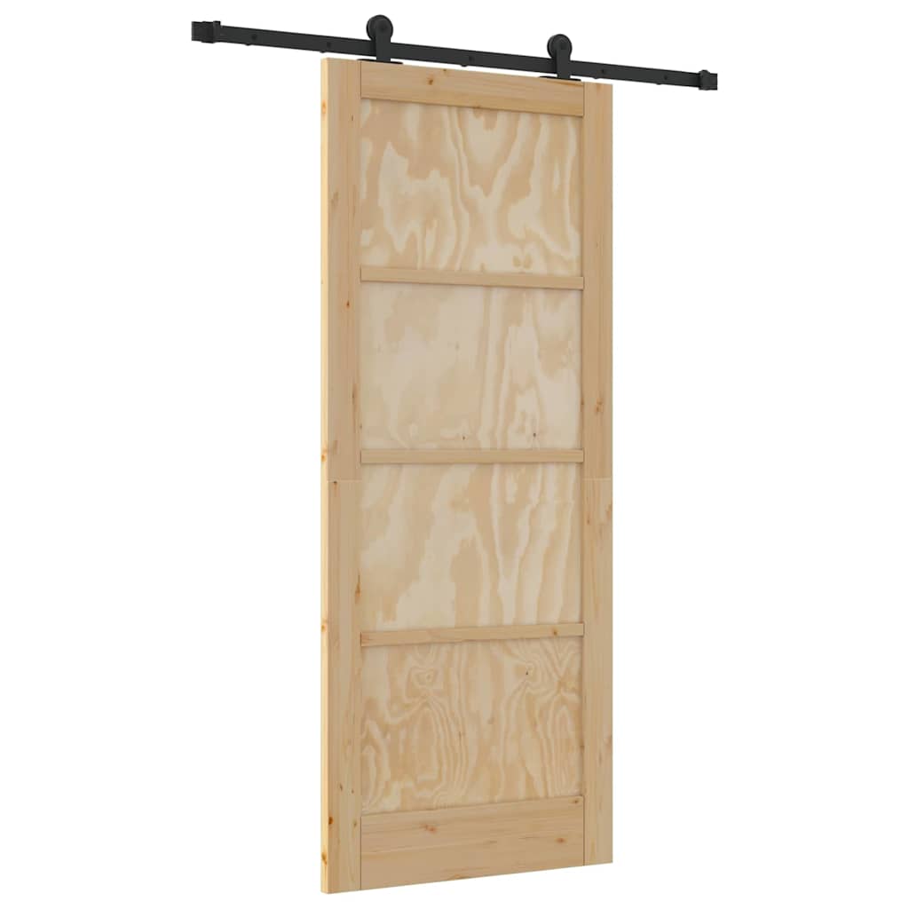 Schiebetür Manuell Natur und Schwarz 83 x 202 cm