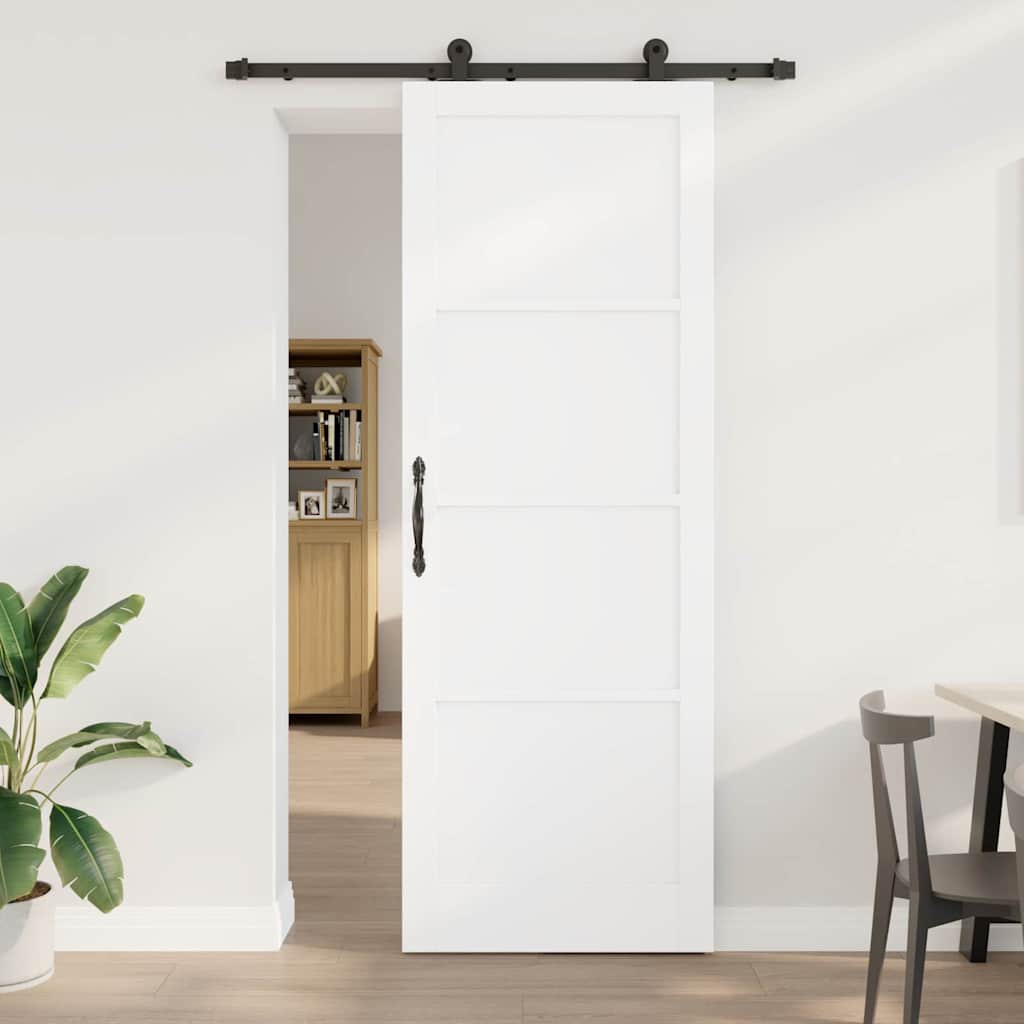 Schiebetür Manuell Weiß und Schwarz 83 x 232 cm