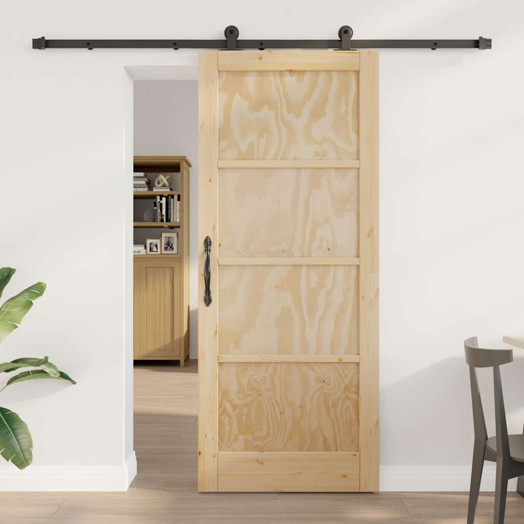 Schiebetür Manuell Natur und Schwarz 83 x 202 cm