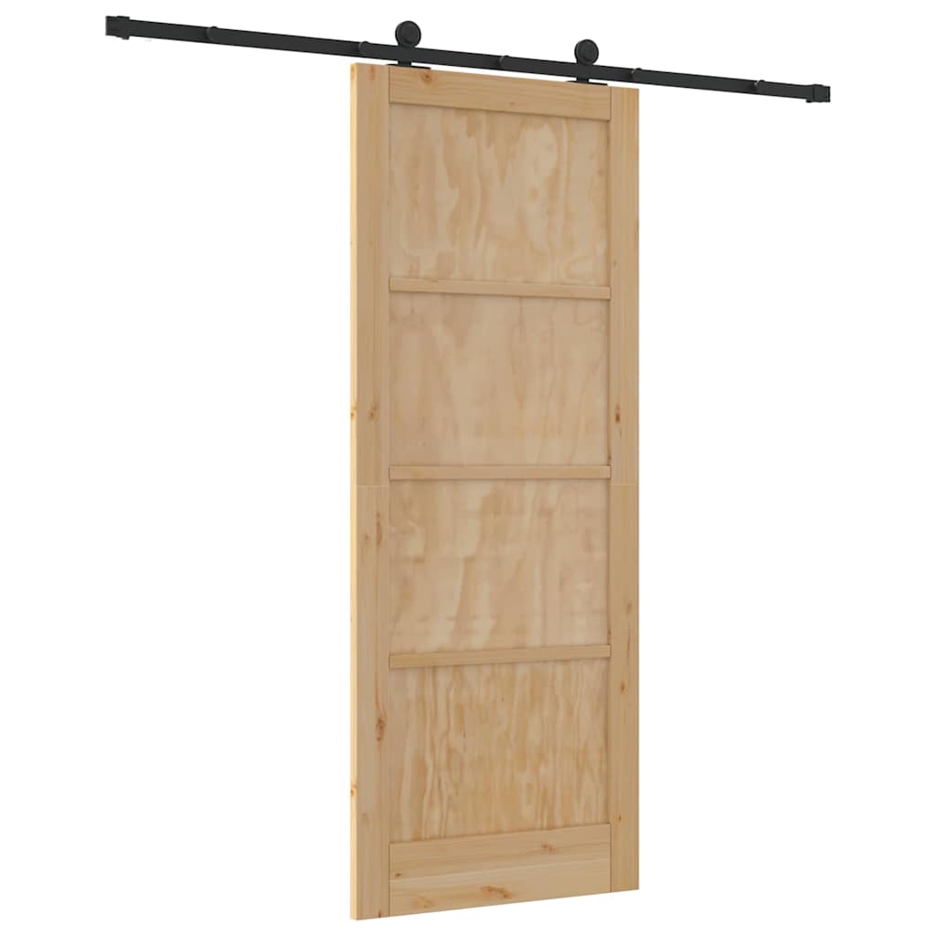 Schiebetür Manuell Natur und Schwarz 83 x 211 cm