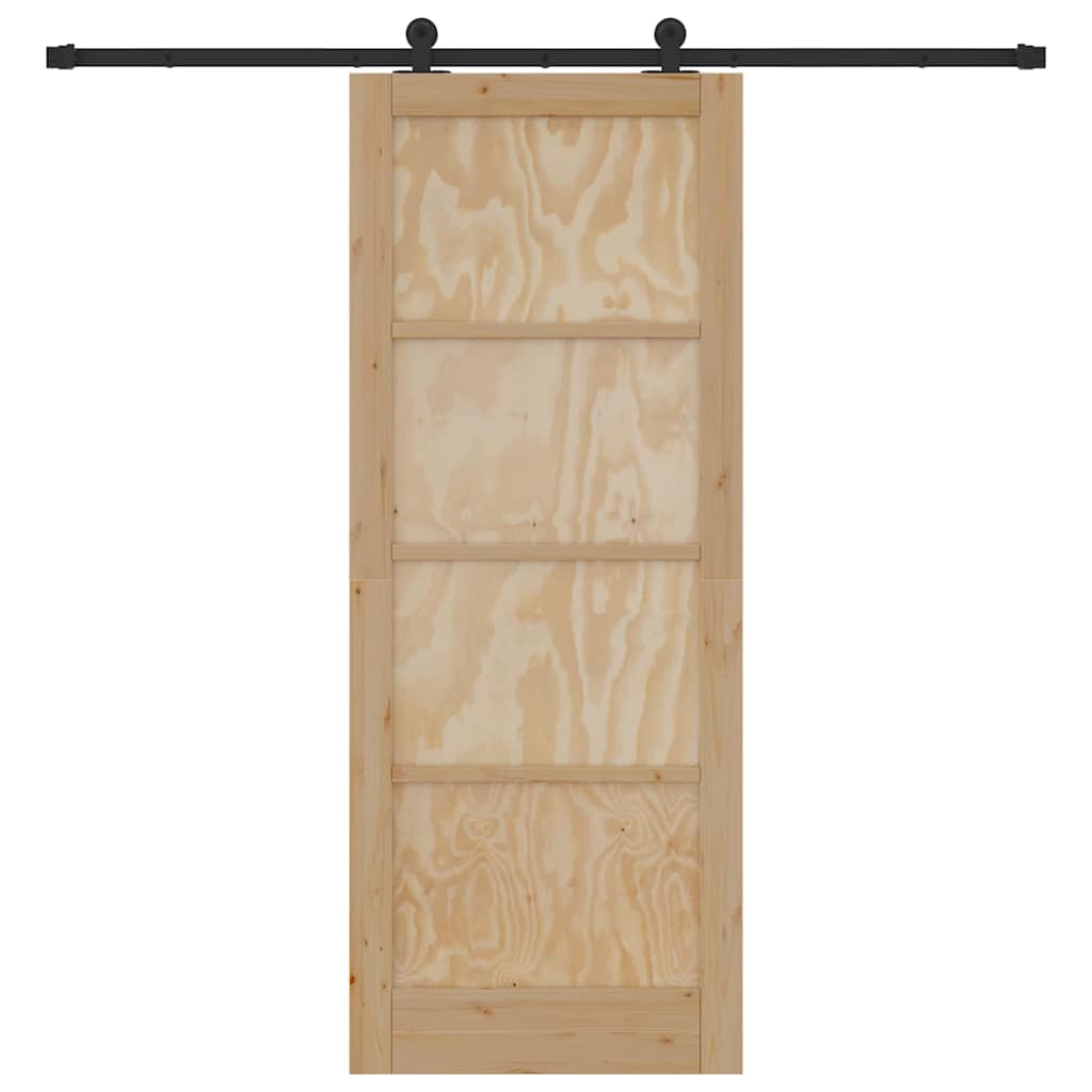 Schiebetür Manuell Natur und Schwarz 83 x 211 cm