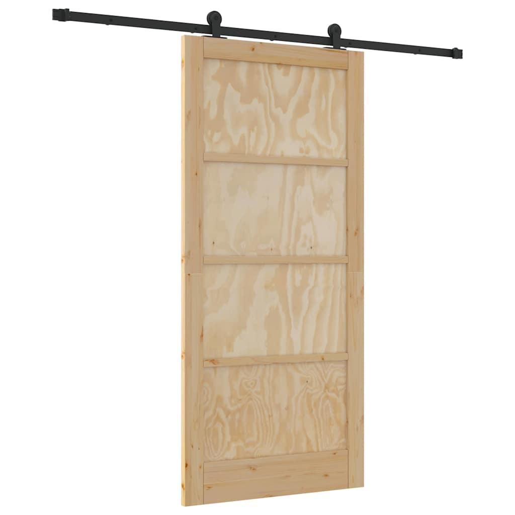 Schiebetür Manuell Natur und Schwarz 93 x 202 cm